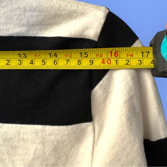 J. Crew Black & White Striped Long Sleeve Polo Rugby Shirt - XXS (fits XS) - Picture 5 of 6